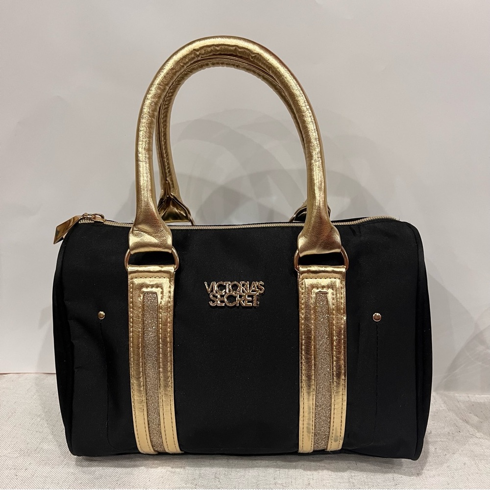Victoria's Secret Speedy Bag Black Nylon Bag with Gold Handle